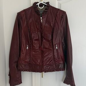 Women's Burgundy Leather Jacket